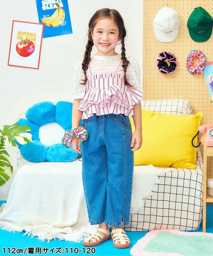 日本童裝 apres les cours 吊帶層疊荷葉邊上衣 90-140cm 女童款 夏季 TOPS