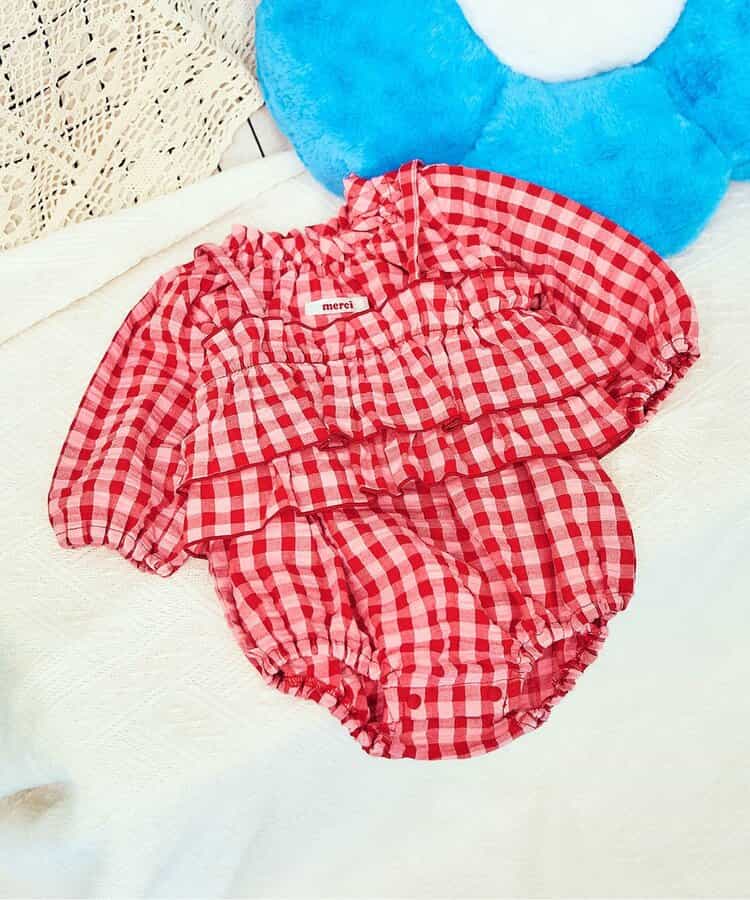 日本童裝 apres les cours 格紋吊帶及連衣套裝 70-80cm 女童款 初生嬰兒 夏季 TOPS Jumpsuit