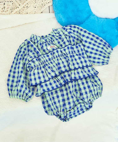 日本童裝 apres les cours 格紋吊帶及連衣套裝 70-80cm 女童款 初生嬰兒 夏季 TOPS Jumpsuit