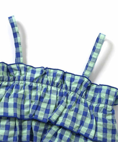 日本童裝 apres les cours 格紋吊帶及連衣套裝 70-80cm 女童款 初生嬰兒 夏季 TOPS Jumpsuit