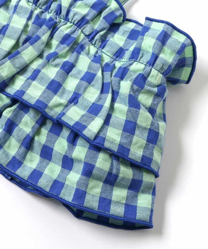 日本童裝 apres les cours 格紋吊帶及連衣套裝 70-80cm 女童款 初生嬰兒 夏季 TOPS Jumpsuit