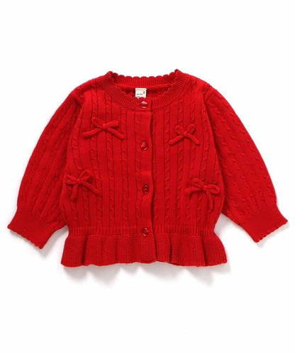 日本童裝 apres les cours 蝴蝶結針織外套 70-80cm 女童款 初生嬰兒 夏季 OUTERWEAR