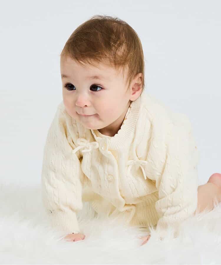 日本童裝 apres les cours 蝴蝶結針織外套 70-80cm 女童款 初生嬰兒 夏季 OUTERWEAR