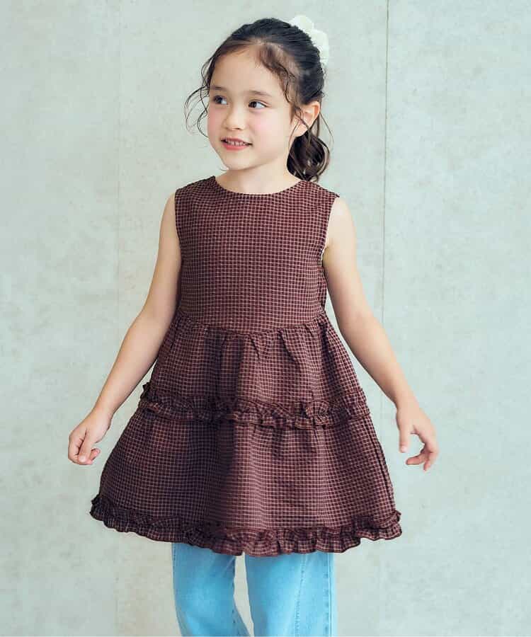 日本童裝 apres les cours 露背荷葉邊格紋連身裙 80-140cm 女童款 夏季 TOPS DRESSES
