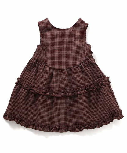 日本童裝 apres les cours 露背荷葉邊格紋連身裙 80-140cm 女童款 夏季 TOPS DRESSES
