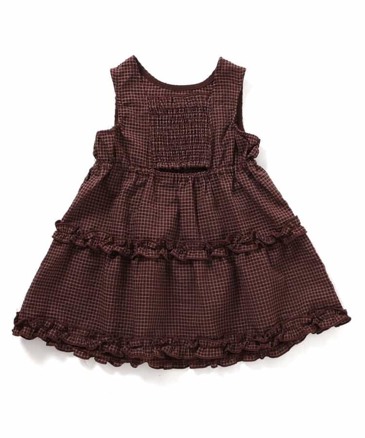 日本童裝 apres les cours 露背荷葉邊格紋連身裙 80-140cm 女童款 夏季 TOPS DRESSES