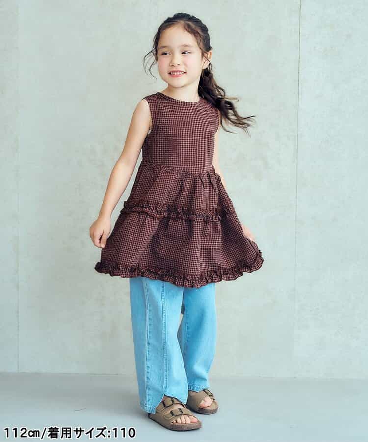 日本童裝 apres les cours 露背荷葉邊格紋連身裙 80-140cm 女童款 夏季 TOPS DRESSES