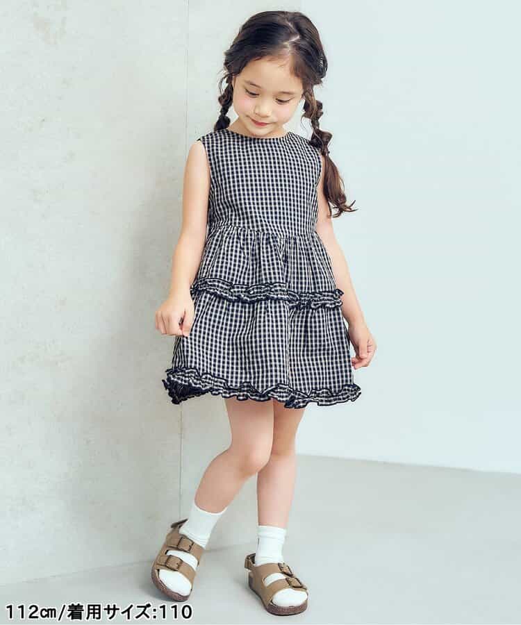 日本童裝 apres les cours 露背荷葉邊格紋連身裙 80-140cm 女童款 夏季 TOPS DRESSES