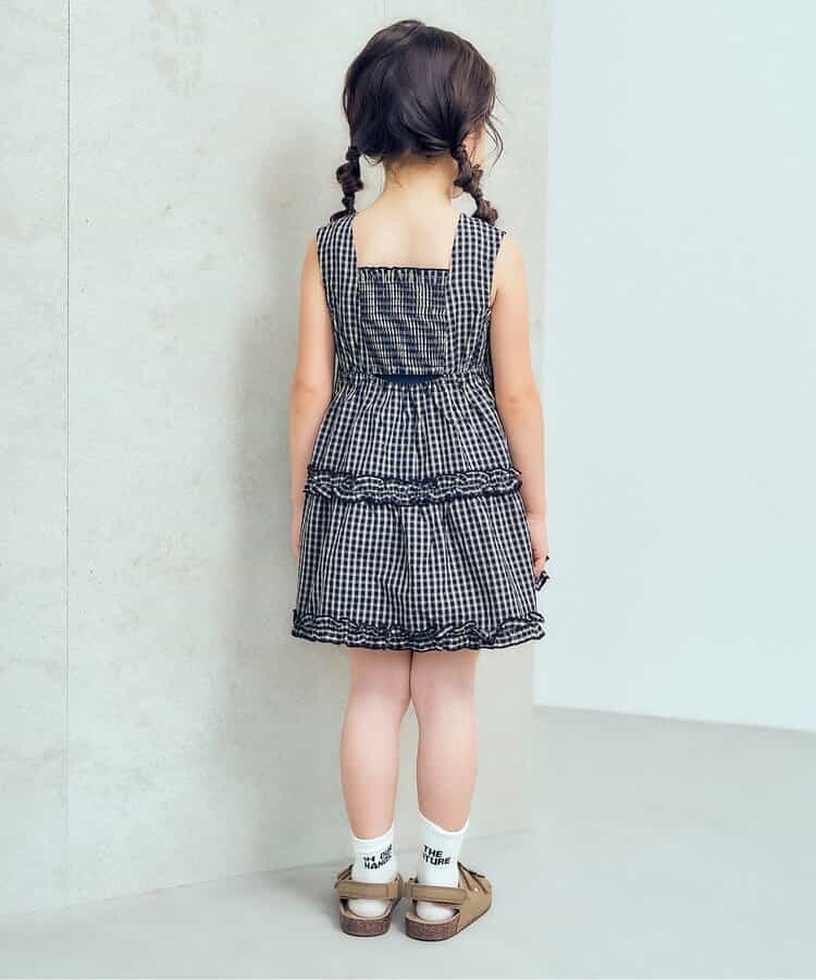 日本童裝 apres les cours 露背荷葉邊格紋連身裙 80-140cm 女童款 夏季 TOPS DRESSES