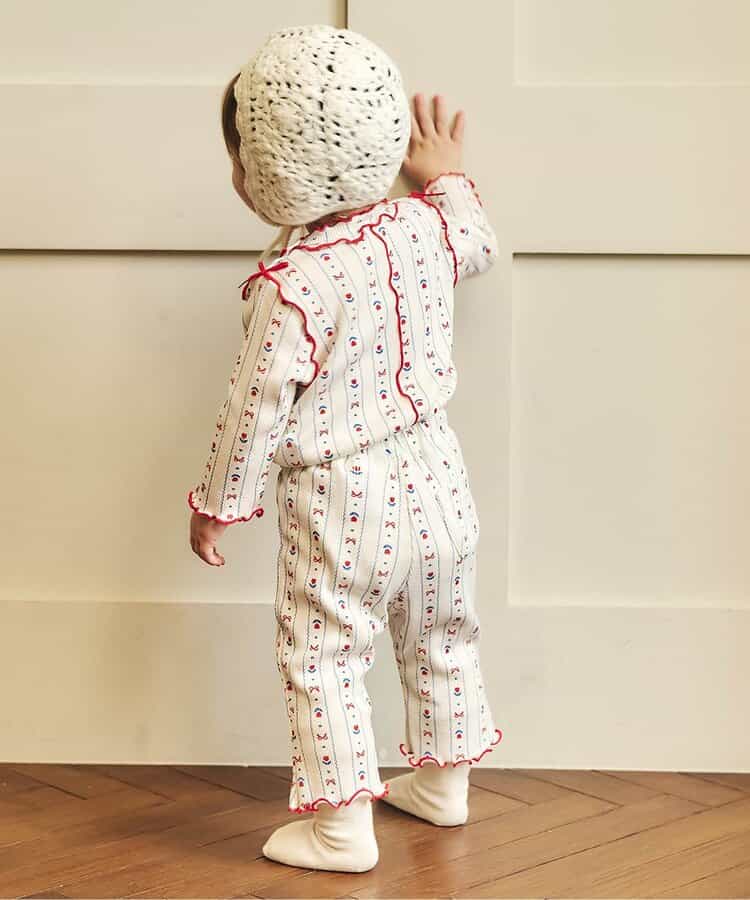 日本童裝 apres les cours 木耳邊連衣 70-80cm 女童款 秋季 初生嬰兒 Jumpsuit