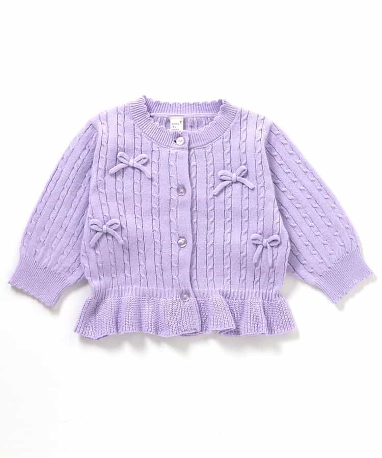 日本童裝 apres les cours 針織緞帶外套 70-80cm 女童款 秋季 初生嬰兒 OUTERWEAR 聖誕紅/新年紅