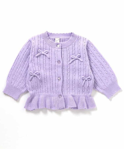 日本童裝 apres les cours 針織緞帶外套 70-80cm 女童款 秋季 初生嬰兒 OUTERWEAR 聖誕紅/新年紅