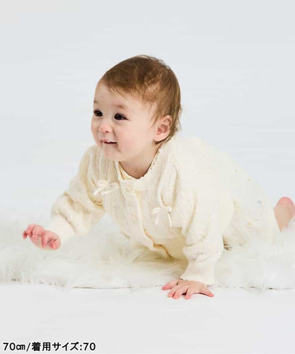 日本童裝 apres les cours 針織緞帶外套 70-80cm 女童款 秋季 初生嬰兒 OUTERWEAR 聖誕紅/新年紅