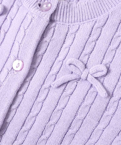 日本童裝 apres les cours 針織緞帶外套 70-80cm 女童款 秋季 初生嬰兒 OUTERWEAR 聖誕紅/新年紅