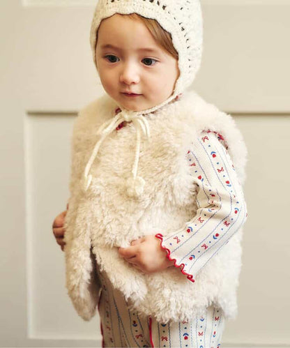 日本童裝 apres les cours 毛毛背心外套 70-80cm 女童款 秋季 初生嬰兒 OUTERWEAR