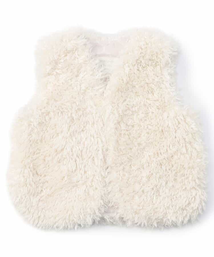 日本童裝 apres les cours 毛毛背心外套 70-80cm 女童款 秋季 初生嬰兒 OUTERWEAR