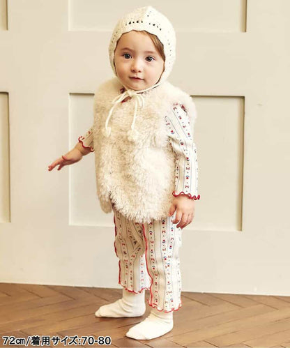 日本童裝 apres les cours 毛毛背心外套 70-80cm 女童款 秋季 初生嬰兒 OUTERWEAR