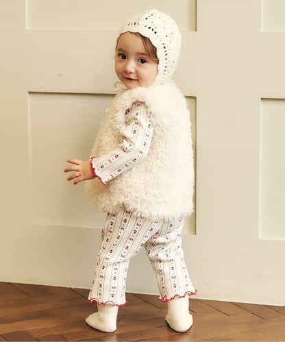 日本童裝 apres les cours 毛毛背心外套 70-80cm 女童款 秋季 初生嬰兒 OUTERWEAR