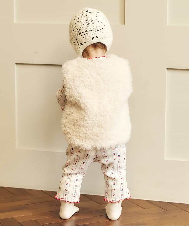 日本童裝 apres les cours 毛毛背心外套 70-80cm 女童款 秋季 初生嬰兒 OUTERWEAR