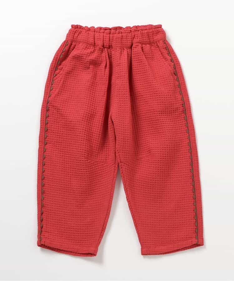 日本童裝 apres les cours 華夫格紋長褲 90-140cm 女童款 秋季 PANTS 聖誕紅/新年紅