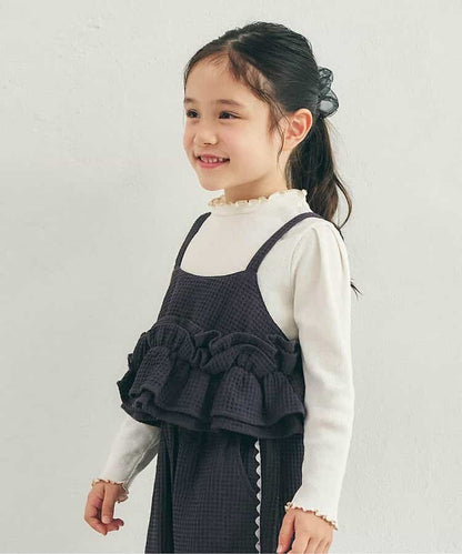 日本童裝 apres les cours 華夫格荷葉邊吊帶背心 90-140cm 女童款 秋季 TOPS 聖誕紅/新年紅