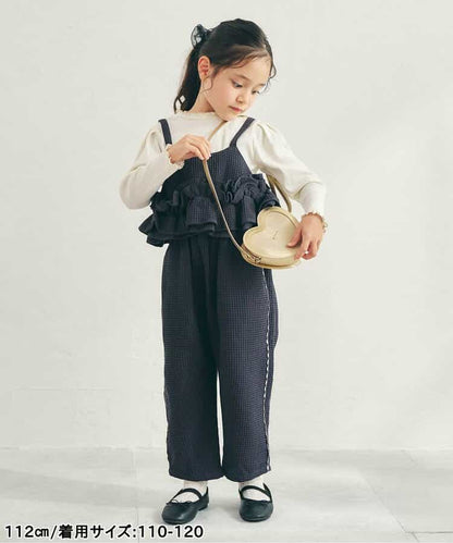 日本童裝 apres les cours 華夫格荷葉邊吊帶背心 90-140cm 女童款 秋季 TOPS 聖誕紅/新年紅