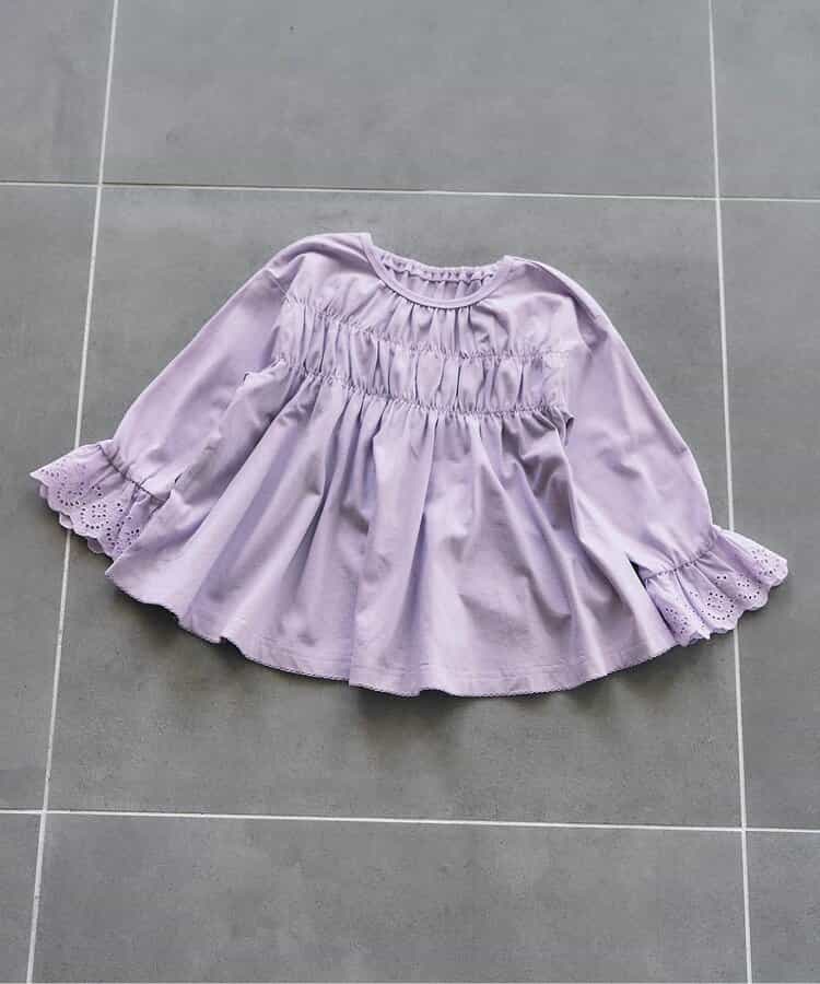 日本童裝 apres les cours 蕾絲袖皺褶上衣 80-140cm 女童款 秋季 TOPS