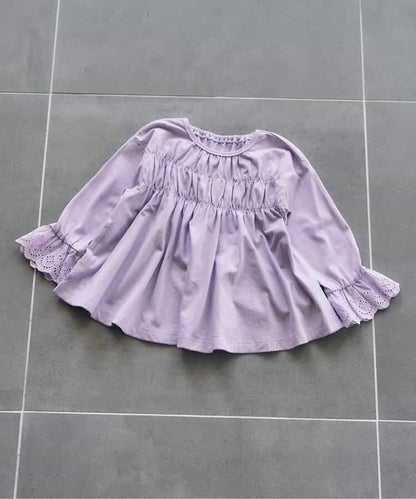 日本童裝 apres les cours 蕾絲袖皺褶上衣 80-140cm 女童款 秋季 TOPS