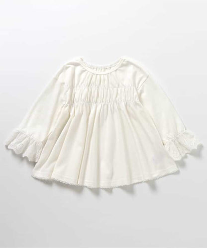 日本童裝 apres les cours 蕾絲袖皺褶上衣 80-140cm 女童款 秋季 TOPS