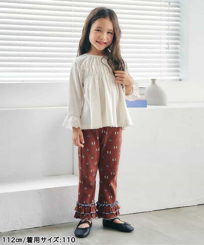 日本童裝 apres les cours 蕾絲袖皺褶上衣 80-140cm 女童款 秋季 TOPS