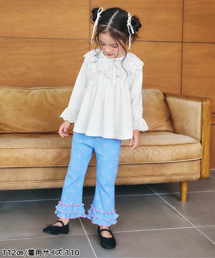 日本童裝 apres les cours 蕾絲袖皺褶上衣 80-140cm 女童款 秋季 TOPS