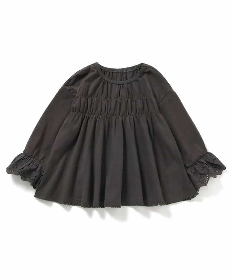 日本童裝 apres les cours 蕾絲袖皺褶上衣 80-140cm 女童款 秋季 TOPS