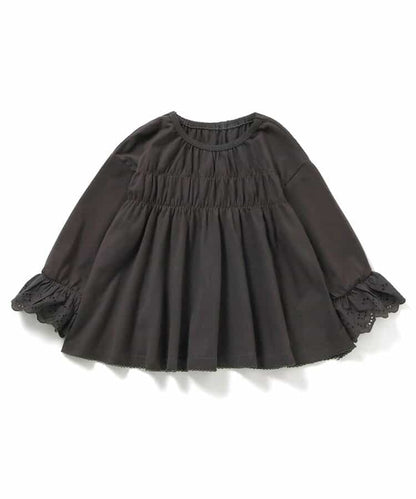 日本童裝 apres les cours 蕾絲袖皺褶上衣 80-140cm 女童款 秋季 TOPS