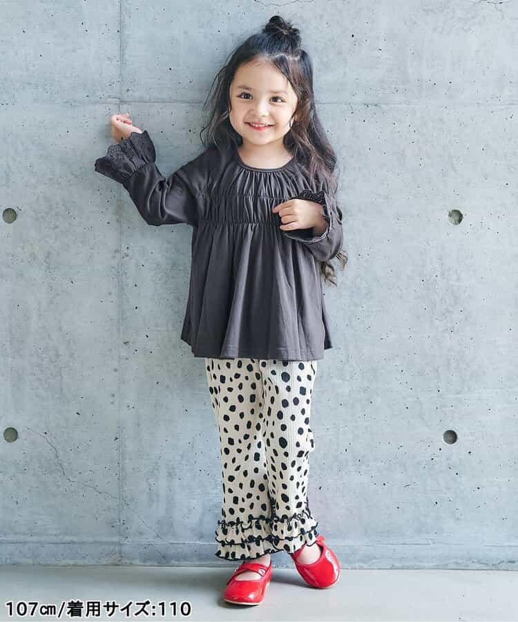 日本童裝 apres les cours 蕾絲袖皺褶上衣 80-140cm 女童款 秋季 TOPS