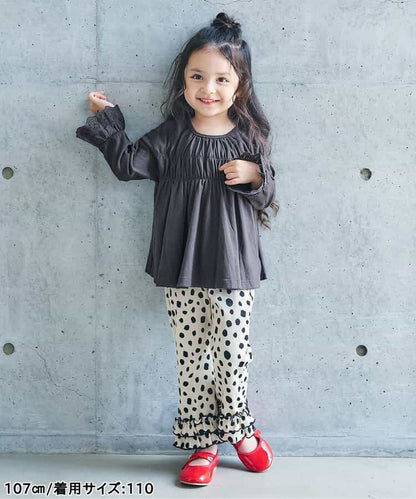 日本童裝 apres les cours 蕾絲袖皺褶上衣 80-140cm 女童款 秋季 TOPS