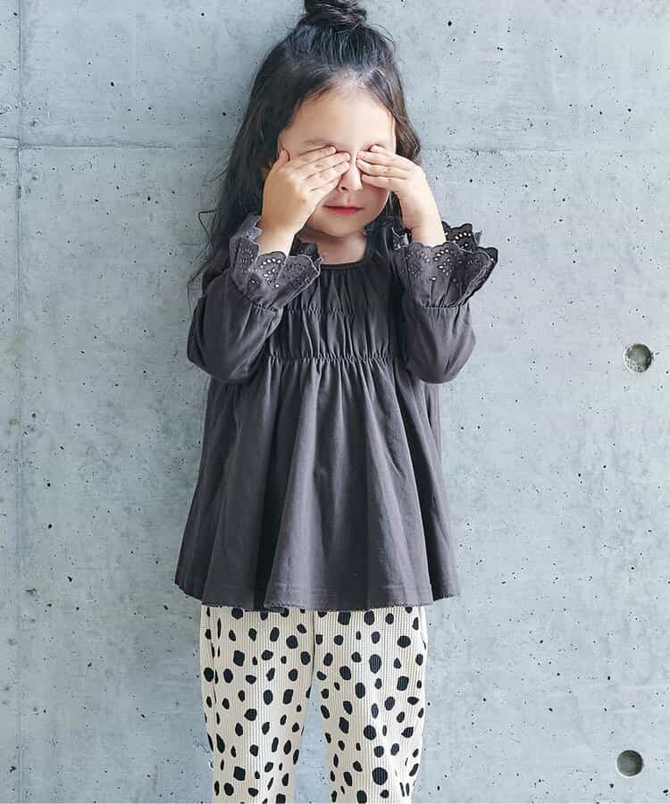 日本童裝 apres les cours 蕾絲袖皺褶上衣 80-140cm 女童款 秋季 TOPS