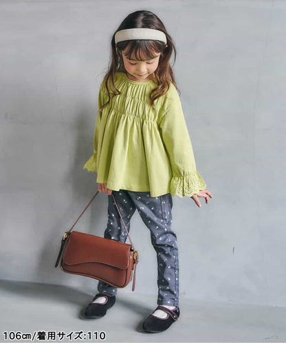日本童裝 apres les cours 蕾絲袖皺褶上衣 80-140cm 女童款 秋季 TOPS