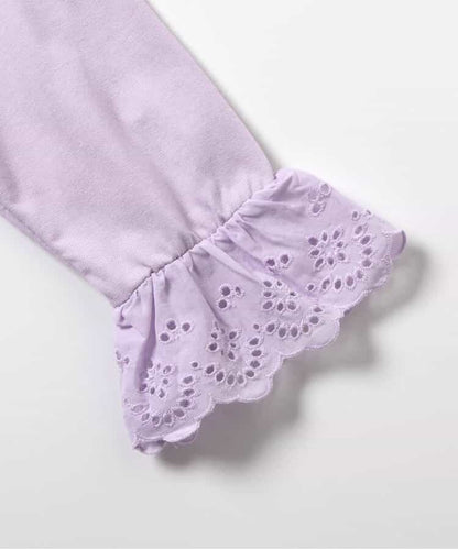 日本童裝 apres les cours 蕾絲袖皺褶上衣 80-140cm 女童款 秋季 TOPS