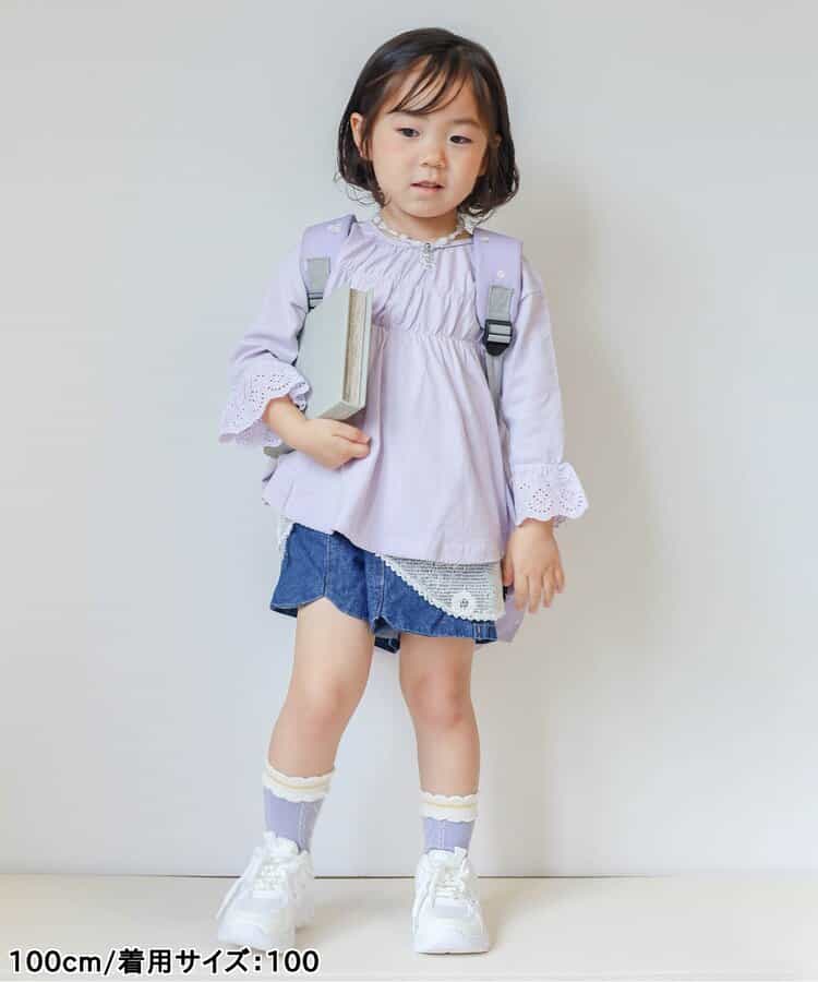 日本童裝 apres les cours 蕾絲袖皺褶上衣 80-140cm 女童款 秋季 TOPS