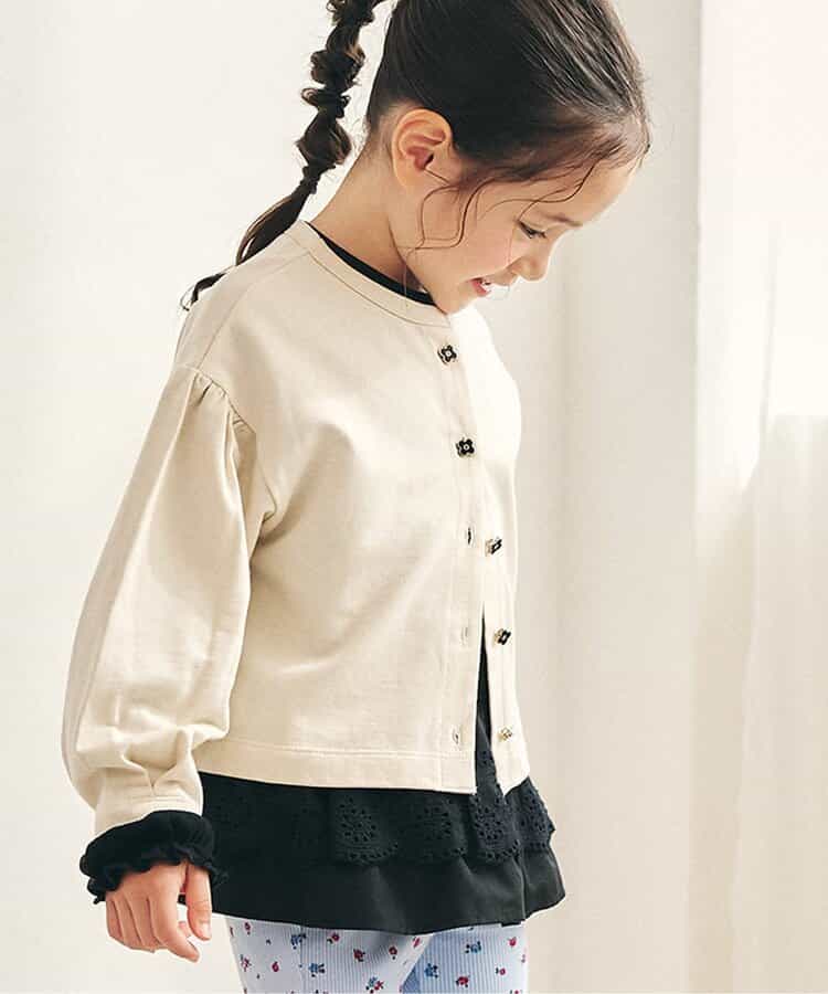 日本童裝 apres les cours 花花紐扣外套 80-140cm 女童款 秋季 OUTERWEAR 聖誕紅/新年紅