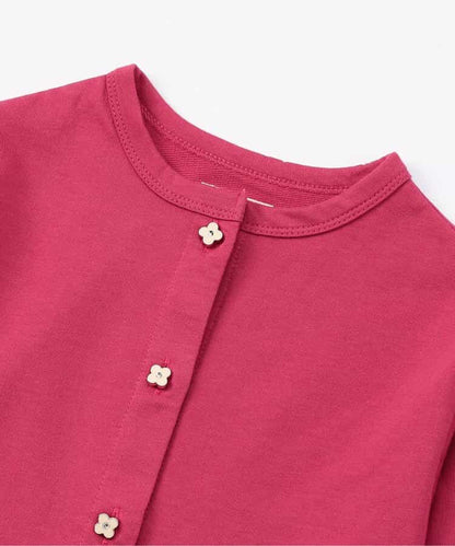 日本童裝 apres les cours 花花紐扣外套 80-140cm 女童款 秋季 OUTERWEAR 聖誕紅/新年紅