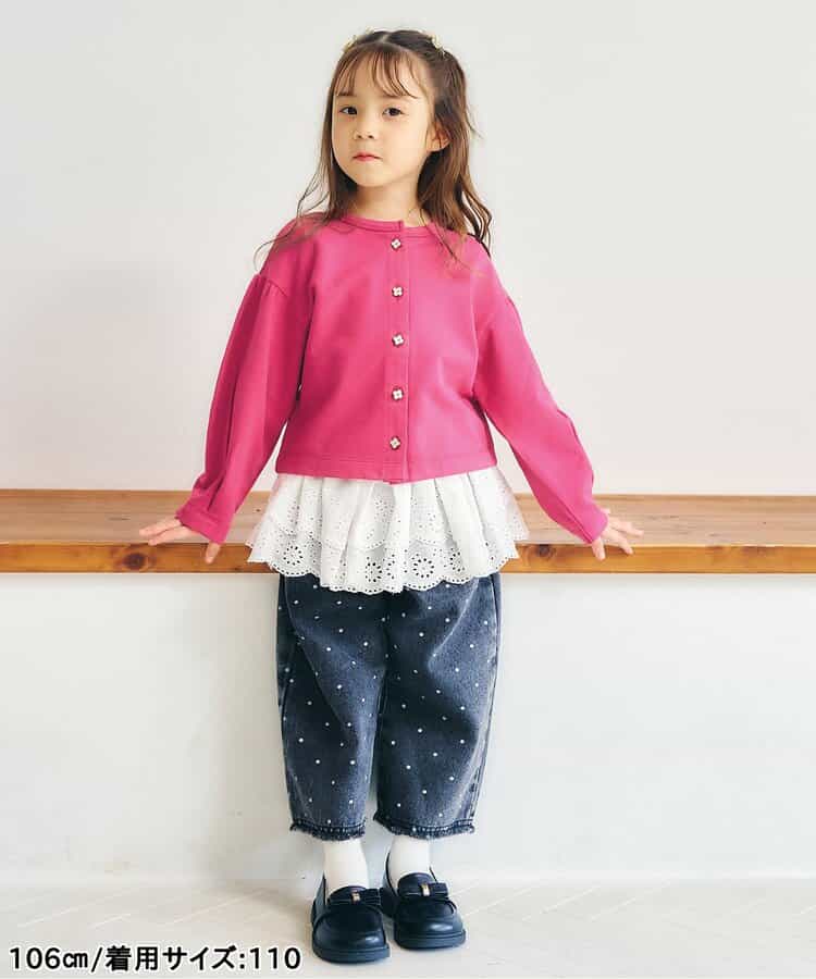 日本童裝 apres les cours 花花紐扣外套 80-140cm 女童款 秋季 OUTERWEAR 聖誕紅/新年紅