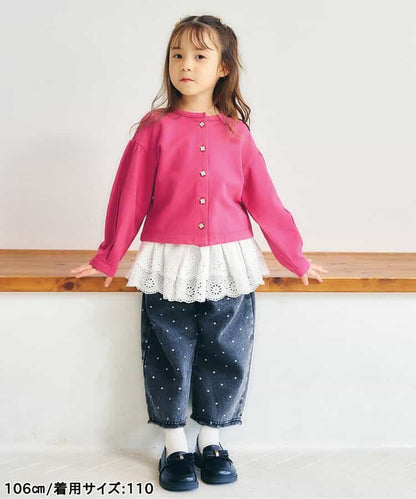 日本童裝 apres les cours 花花紐扣外套 80-140cm 女童款 秋季 OUTERWEAR 聖誕紅/新年紅