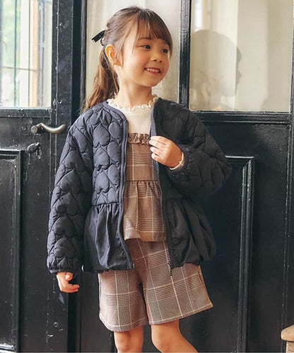 日本童裝 apres les cours 心型絎縫夾棉荷葉邊燈籠袖外套 80-140cm 女童款 秋季 (適合初秋、香港平均溫度、寒冷天氣）OUTERWEAR 【日本預售：2026年9月下旬】