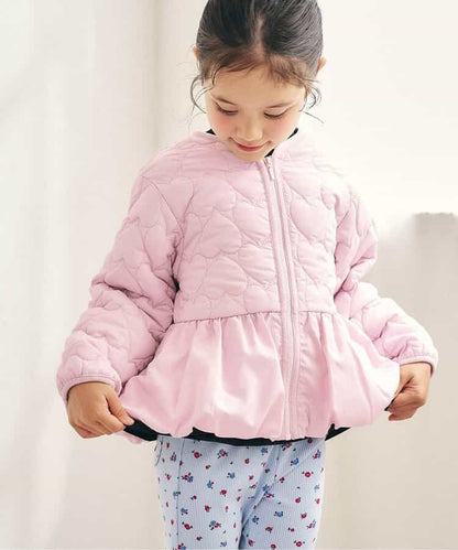 日本童裝 apres les cours 心型絎縫夾棉荷葉邊燈籠袖外套 80-140cm 女童款 秋季 (適合初秋、香港平均溫度、寒冷天氣）OUTERWEAR 【日本預售：2026年9月下旬】