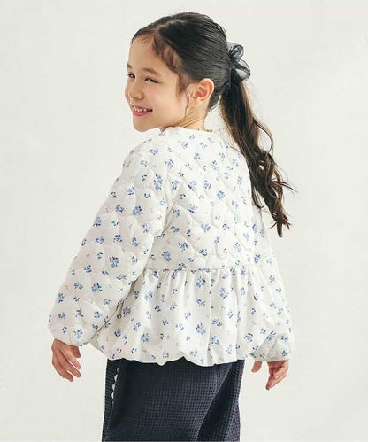 日本童裝 apres les cours 心型絎縫夾棉荷葉邊燈籠袖外套 80-140cm 女童款 秋季 (適合初秋、香港平均溫度、寒冷天氣）OUTERWEAR 【日本預售：2026年9月下旬】