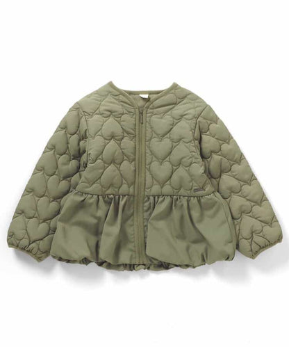 日本童裝 apres les cours 心型絎縫夾棉荷葉邊燈籠袖外套 80-140cm 女童款 秋季 (適合初秋、香港平均溫度、寒冷天氣）OUTERWEAR 【日本預售：2026年9月下旬】