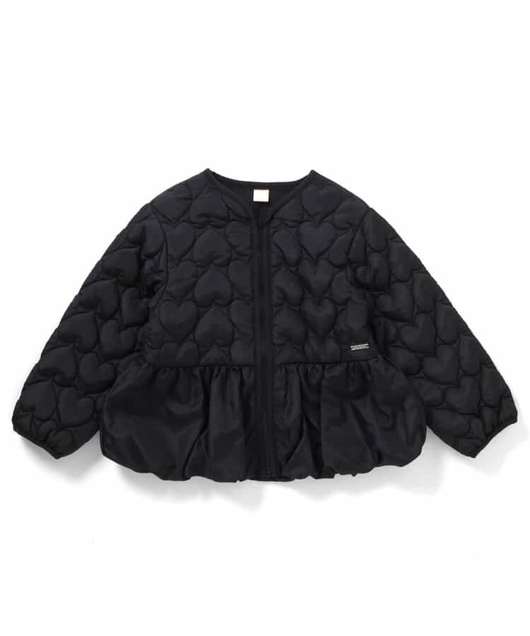 日本童裝 apres les cours 心型絎縫夾棉荷葉邊燈籠袖外套 80-140cm 女童款 秋季 (適合初秋、香港平均溫度、寒冷天氣）OUTERWEAR 【日本預售：2026年9月下旬】