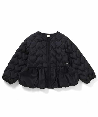 日本童裝 apres les cours 心型絎縫夾棉荷葉邊燈籠袖外套 80-140cm 女童款 秋季 (適合初秋、香港平均溫度、寒冷天氣）OUTERWEAR 【日本預售：2026年9月下旬】