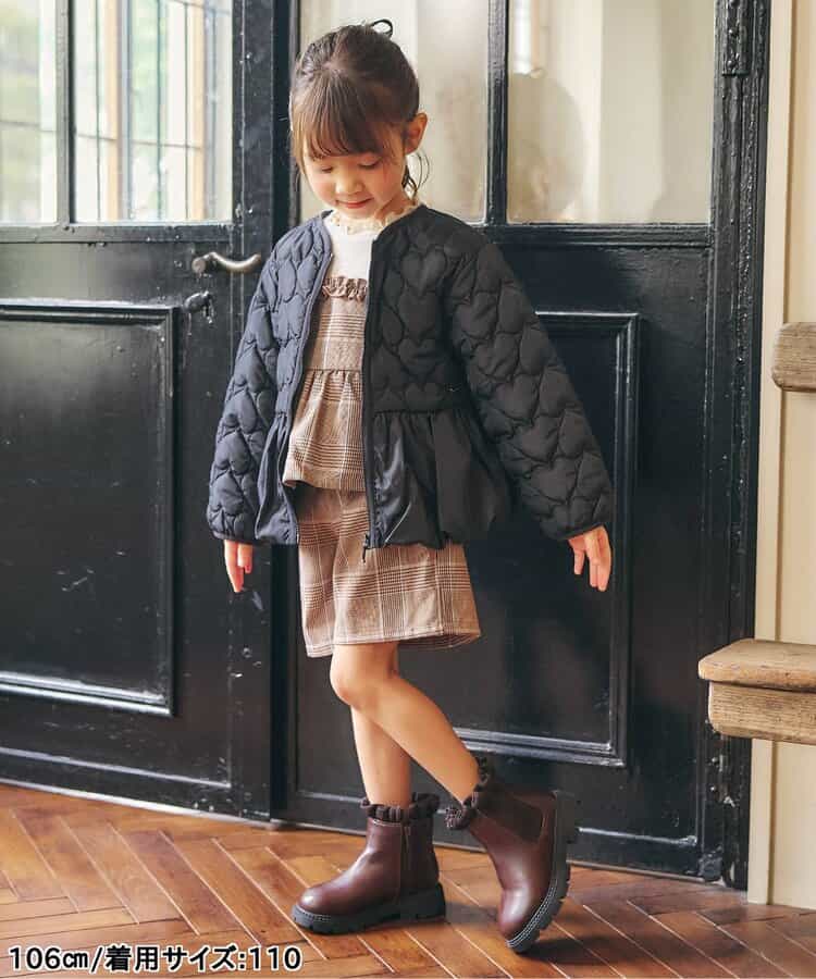 日本童裝 apres les cours 心型絎縫夾棉荷葉邊燈籠袖外套 80-140cm 女童款 秋季 (適合初秋、香港平均溫度、寒冷天氣）OUTERWEAR 【日本預售：2026年9月下旬】